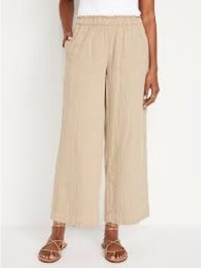 Old Navy Plus Size High-Waisted Crinkle Gauze Pull-On Ankle Pants